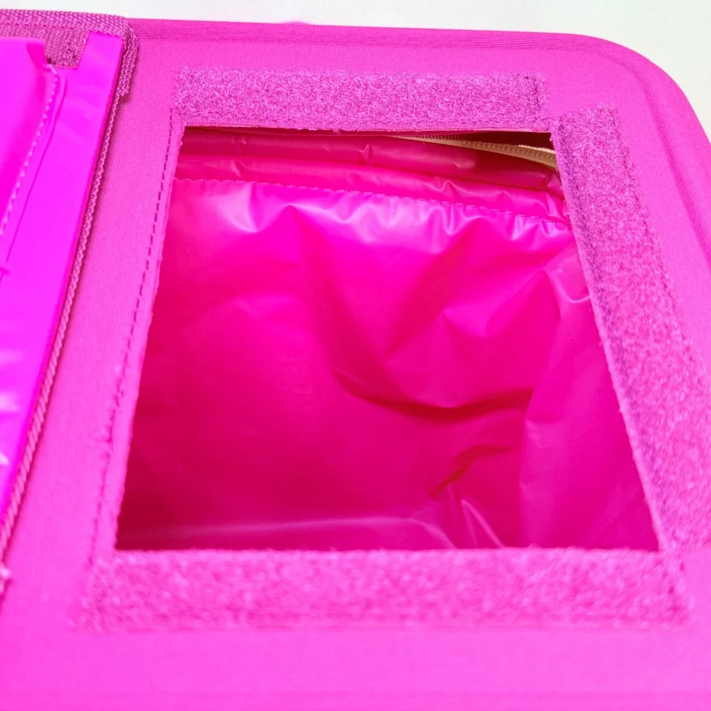 Pink and White Insulated Soft Cooler Bag with Cup Holders and Shoulder Strap
